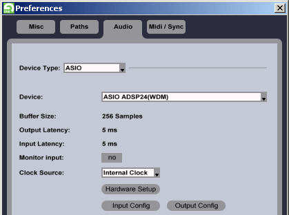 Audio Preferences / Windows