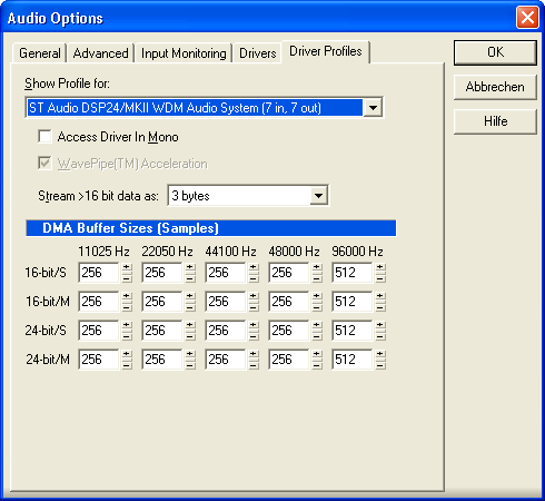 Audio Options - Driver Profiles